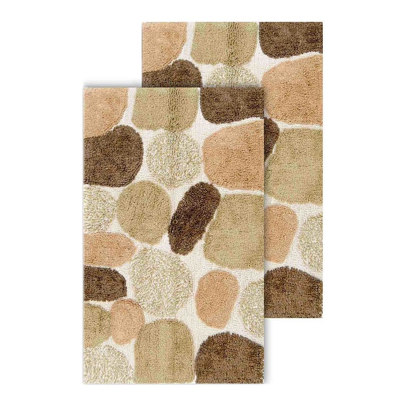 Chesapeake Pebbles 2 Piece Khaki Washable Bath Rug Set (20 x32  & 20 x32 )