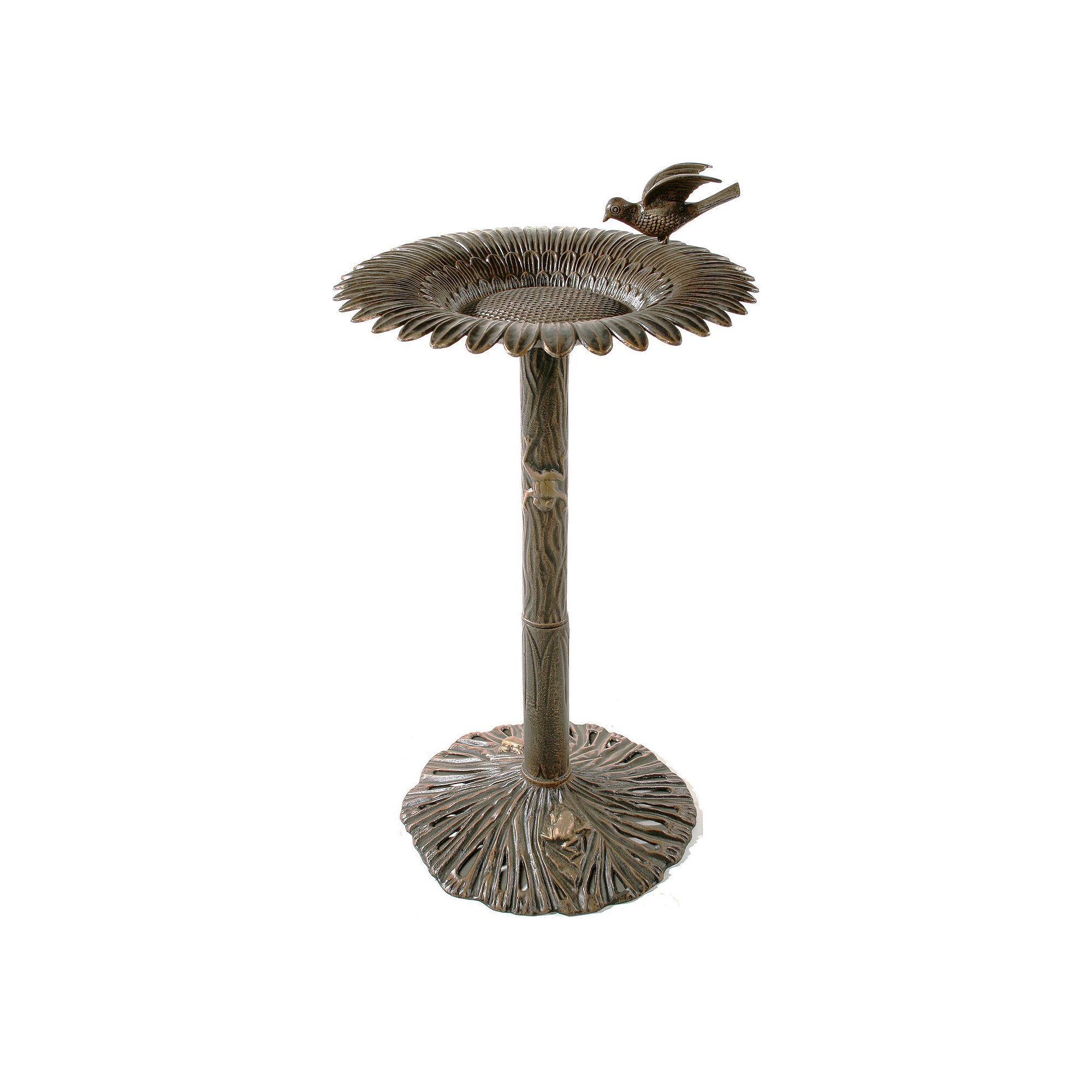 Oakland Living Sunflower & Bird Birdbath - Outdoor, Antique Bronze