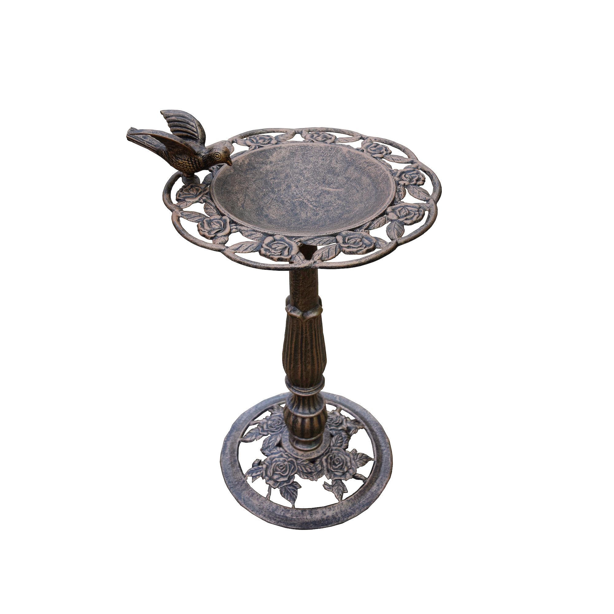 Rose Bird Bath, Antique Bronze