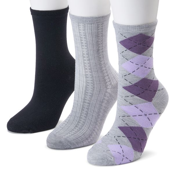 Sonoma Goods For Life® 3pk. Argyle Crew Socks