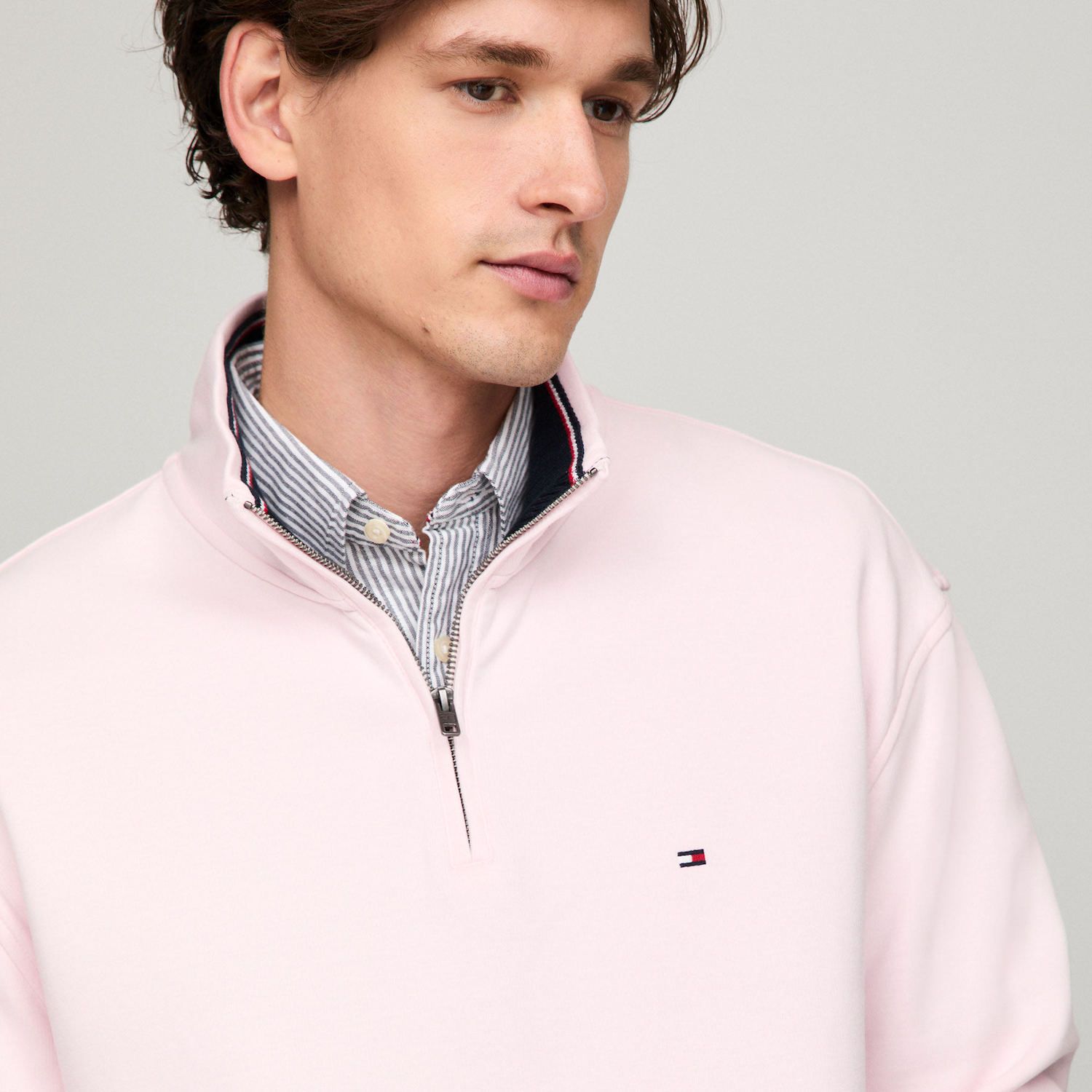 とみー Men's Tommy Hilfiger Logo Quarter-Zip Top