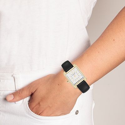 Nine West Women\'s Rose Gold-Tone with Black Leather Strap Watch NWB Amazon.com: Nine West Women main image 3