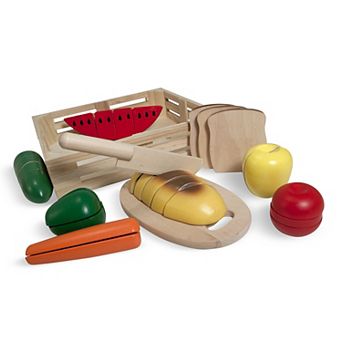 Melissa & Doug Cutting Food - Play Food Set With 25+ Hand-Painted Wooden Pieces, Knife, and Cutting Board