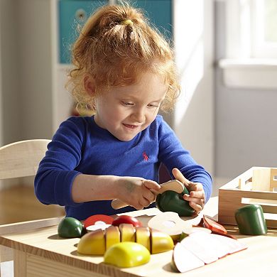 Melissa & Doug Cutting Food - Play Food Set With 25+ Hand-Painted Wooden Pieces, Knife, and Cutting Board