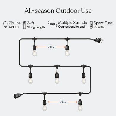 Brightech BP-99T1-7IU0 Weatherproof LED Outdoor Italian Cafe String Lights 24-Ft