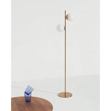 Brightech Sphere Globe Light Standing Floor Lamp with LED Bulbs, Gold Brass