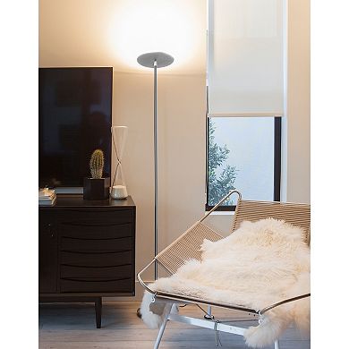 Brightech Sky LED Torchiere Bright Standing Touch Sensor Floor Lamp, Silver