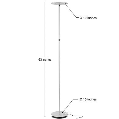 Brightech Sky LED Torchiere Bright Standing Touch Sensor Floor Lamp, Silver