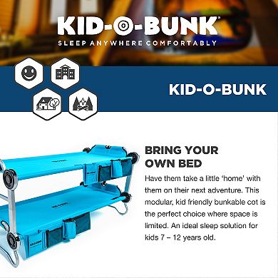 Disc-O-Bed Youth Kid-O-Bunk Benchable Double Cot with Organizers, Teal Blue