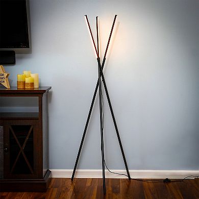 Brightech Stix Modern Home 60" Tall Standing LED Light Tripod Floor Lamp, Black