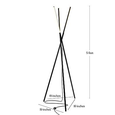 Brightech Stix Modern Home 60" Tall Standing LED Light Tripod Floor Lamp, Black