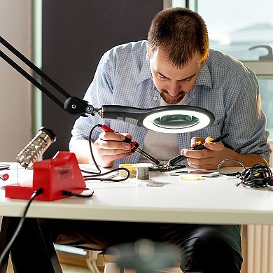 Brightech Lightview Pro Led Screw Clamp Magnifier Desk Lamp - (2.25x) 5 Diopter