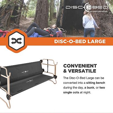 Disc-o-bed Large Cam-o-bunk Benchable Double Cot With Storage Organizers