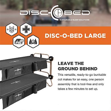 Disc-o-bed Large Cam-o-bunk Benchable Double Cot With Storage Organizers