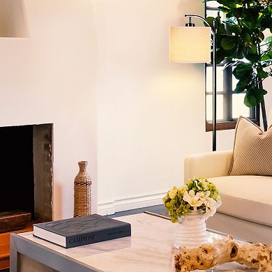 Brightech Montage 62" Led Arc Floor Lamp With Hanging Drum Shade