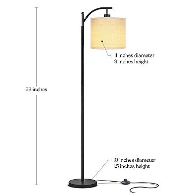 Brightech Montage Standing Floor Smart Lamp with LED Light & Drum Shade, Black