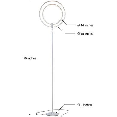 Brightech Eclipse Modern 20 Watt LED Torcherie Touch Dimmer Floor Lamp, White