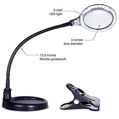 Brightech Lightview Flex Led 2-in-1 Magnifier Desk Lamp - (2.25x) 5 Diopter