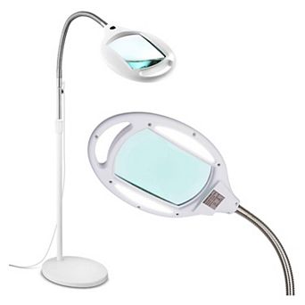 Brightech Lightview Pro LED 3 Diopter Magnifying Adjustable Floor Lamp, White