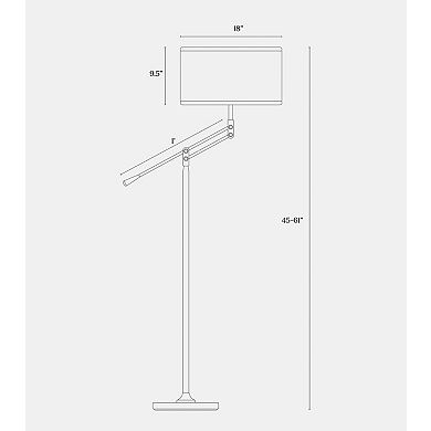 Brightech Ava 61" Led Modern Standing Floor Lamp With Fabric Drum Shade