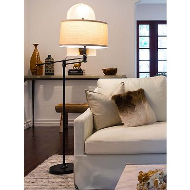 Brightech Ava 61" Led Modern Standing Floor Lamp With Fabric Drum Shade
