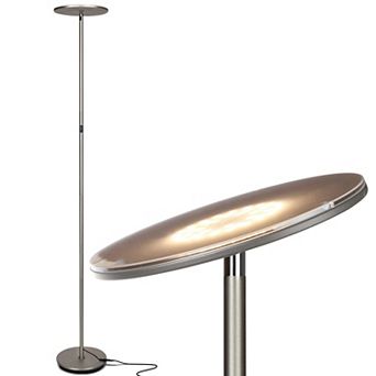 Brightech Sky Flux LED Torchiere Bright Standing Touch Sensor Floor Lamp, Nickel