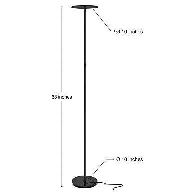 Brightech Sky 63" Super Bright Led Torchiere Modern Floor Lamp With Adjustable Head