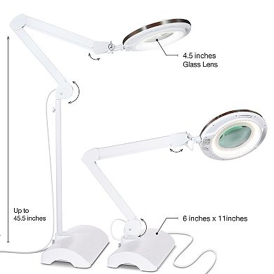 Brightech Lightview 2 in 1 Adjustable Magnifying Dimmer Floor & Desk Lamp, White