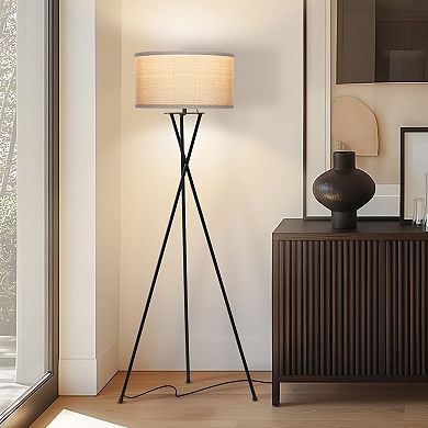 Brightech Jaxon 60" Led Contempoary Tripod Floor Lamp With Drum Shade