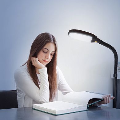 Brightech Litespan Daylight LED Floor Lamp with Adjustable Reading Light, Brown