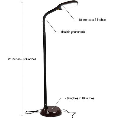 Brightech Litespan 53" Dimmable Led Reading Task Lamp With Height Adjustable Gooseneck Head