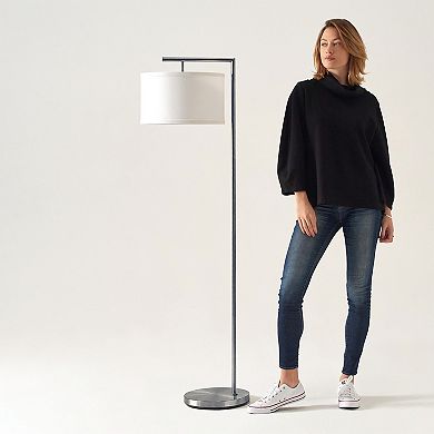 Brightech Montage Modern Standing Floor Smart Lamp with LED Light, Satin Nickel
