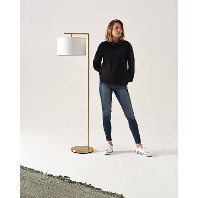 Brightech Montage Modern Standing Floor Smart Lamp with LED Light, Satin Nickel