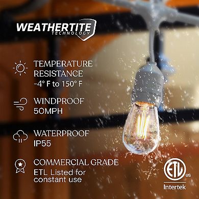 Brightech Ambience Pro Edison White LED Waterproof Outdoor String Lights, 48 Ft.
