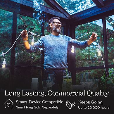 Brightech Ambience Pro Edison White LED Waterproof Outdoor String Lights, 48 Ft.