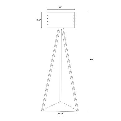 Brightech Bijou Modern Home 60" Tall Standing LED Light Tripod Floor Lamp, Wood