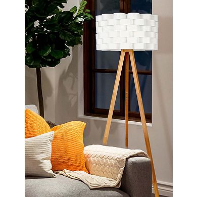 Brightech Bijou Modern Home 60" Tall Standing LED Light Tripod Floor Lamp, Wood