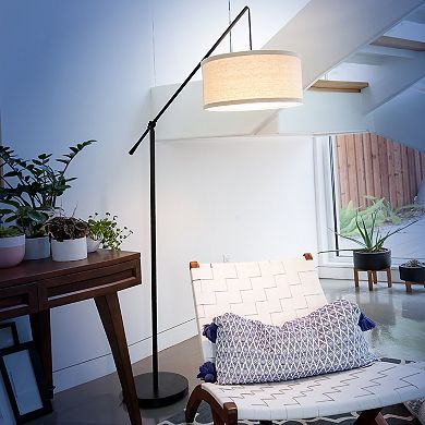 Brightech Hudson 2 Contemporary Hanging Arc Floor Lamp with LED Bulb, Black