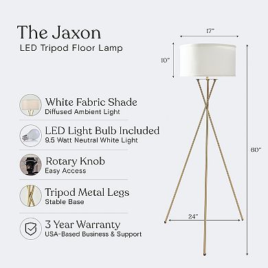Brightech Jaxon 60" Led Contempoary Tripod Floor Lamp With Drum Shade