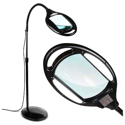 Brightech Lightview Pro LED Magnifying Flexible Adjustable Floor Lamp Black