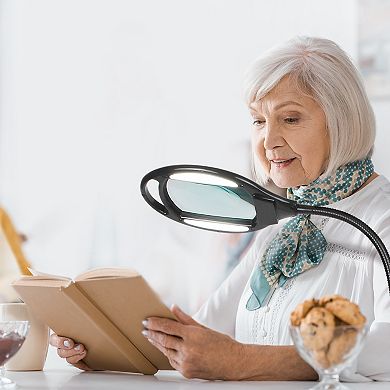 Brightech Lightview Pro Led Gooseneck Standing Magnifier Floor Lamp (1.75x) 3 Diopter