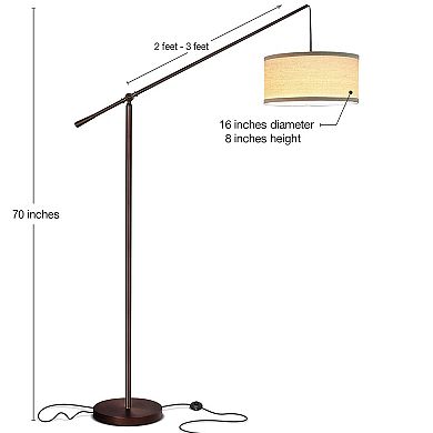 Brightech Hudson 2 Contemporary Hanging Arc Floor Lamp with LED Bulb, Bronze