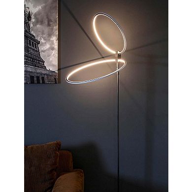 Brightech Eclipse Modern 20 Watt LED Torcherie Touch Dimmer Floor Lamp, Black