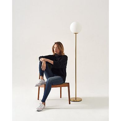 Brightech Luna LED Glass Globe Bright Light Standing Floor Lamp, Brushed Bronze