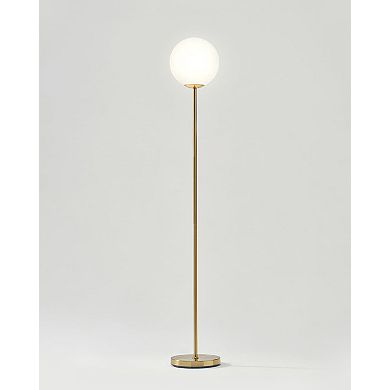 Brightech Luna LED Glass Globe Bright Light Standing Floor Lamp, Brushed Bronze