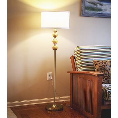 Brightech Riley Antique 61 Inch Tall Free Standing Home LED Floor Lamp, Brass