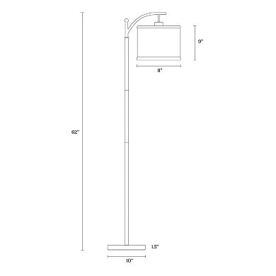 Brightech Montage 62" LED Bronze Arc Floor Lamp With White Hanging Drum Shade