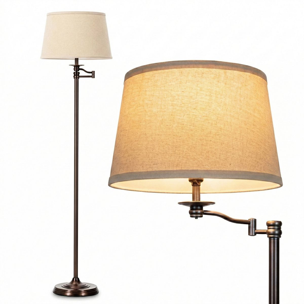 Brightech Caden 62" Led Modern Floor Lamp With Swing Arm & Drum Shade - ONE SIZE