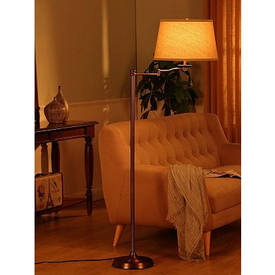 Brightech Caden Modern Industrial Style 63" Tall Floor Lamp w/ Swing Arm, Bronze