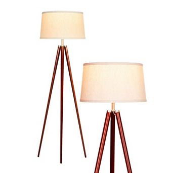 Brightech Emma 60" Led Contemporary Tripod Floor Lamp With Wooden Legs